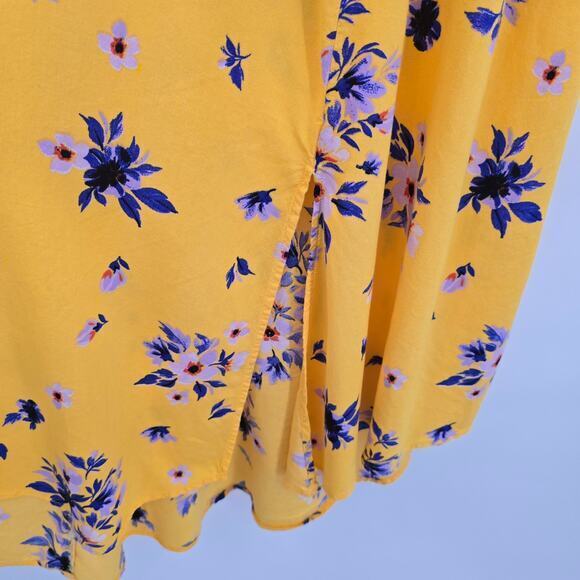 Jessica Simpson Women's Floral Flutter Cap Sleeve Maxi‎ Dress Yellow Size Large - Picture 9 of 10